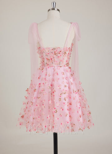 Sleeveless Sweetheart 3D Floral Tulle Ball-Gown/Princess Mini Dress